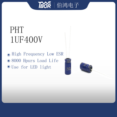 1UF400V 6.3X12MM ακτινωτή ευρεία θερμοκρασία πυκνωτών αργιλίου ηλεκτρολυτική