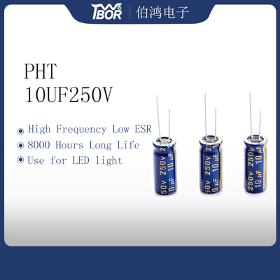 Χαμηλός ESR ηλεκτρολυτικός πυκνωτής 10uf250v 8x16mm αργιλίου
