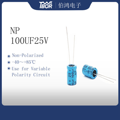 Amp αυτοκινήτων του NP 100UF25V ηλεκτρολυτικός πυκνωτής αργιλίου πυκνωτών πολωμένος βισμούθιο